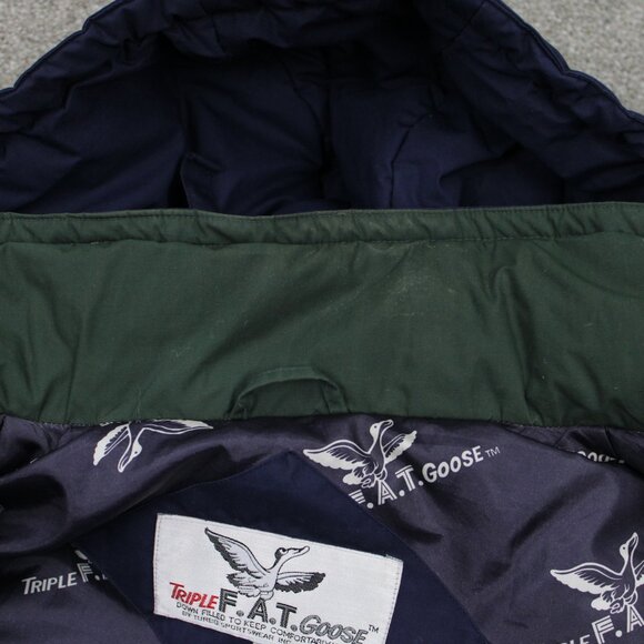 Vintage Triple Fat Goose Jacket Mens Large Blue Duck Down Parka Hip Hop 90s Y2K - Picture 13 of 16